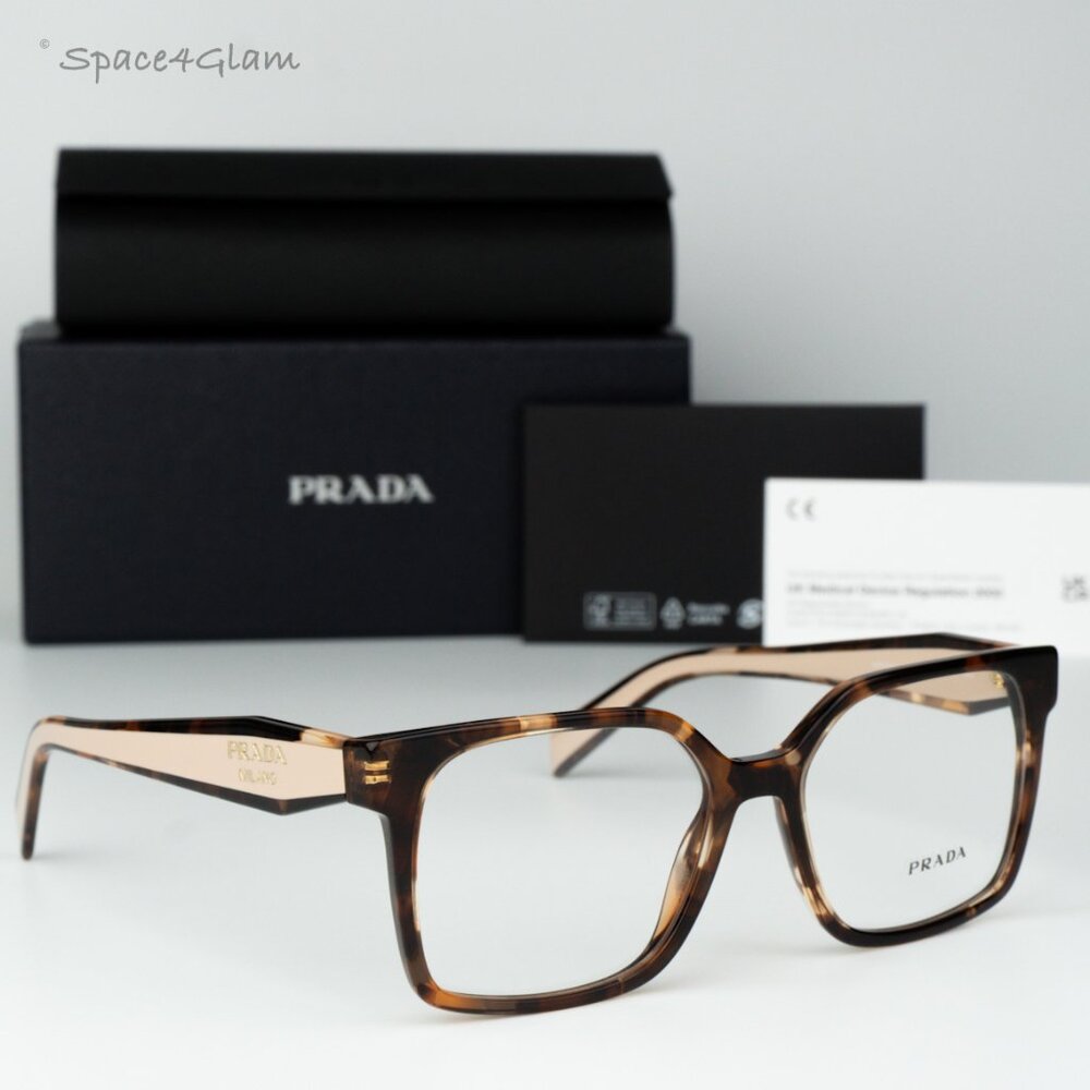 Prada Men Eyeglasses Havana Caramel Demo Square PRB03V 07R1O1 NEW AUTHENTIC - Picture 3 of 7